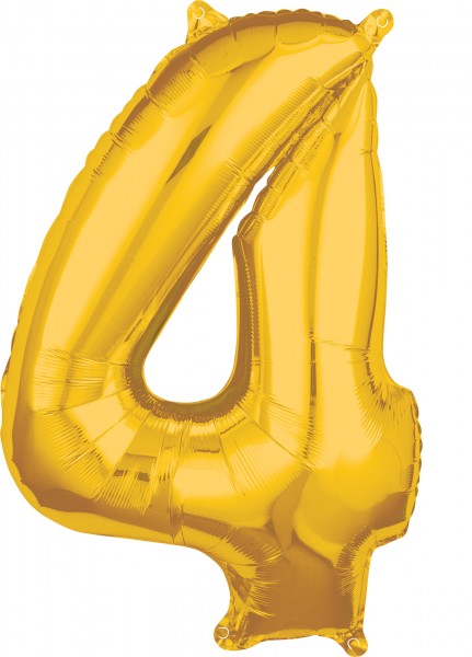 Nummer folieballong 4 guld 66cm