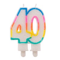 Rainbow number 40 cake candles
