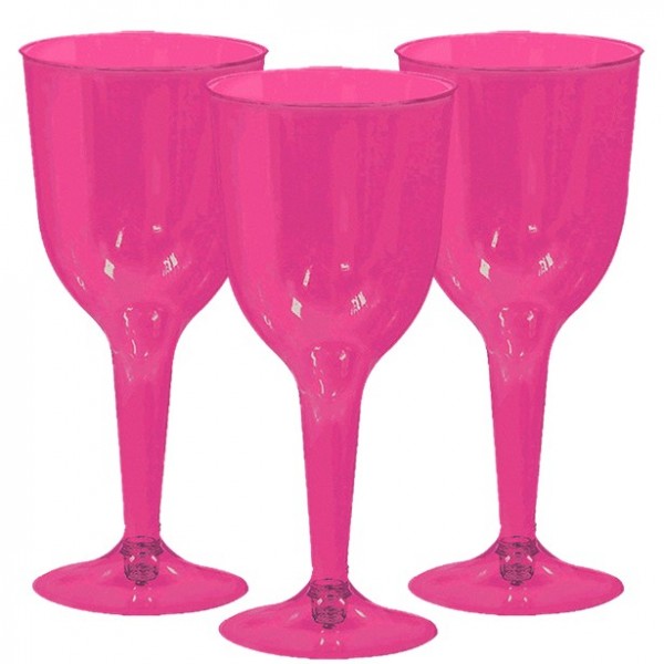 20 copas de vino de plástico rosa 295ml