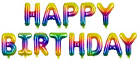 Vorschau: Happy Birthday Schriftzug Regenbogenfarben