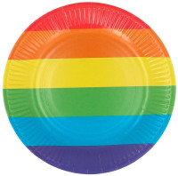 8 Regenbogen-Party Teller 23cm
