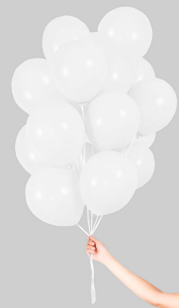 30 balonów białych ze wstążką 23cm 2