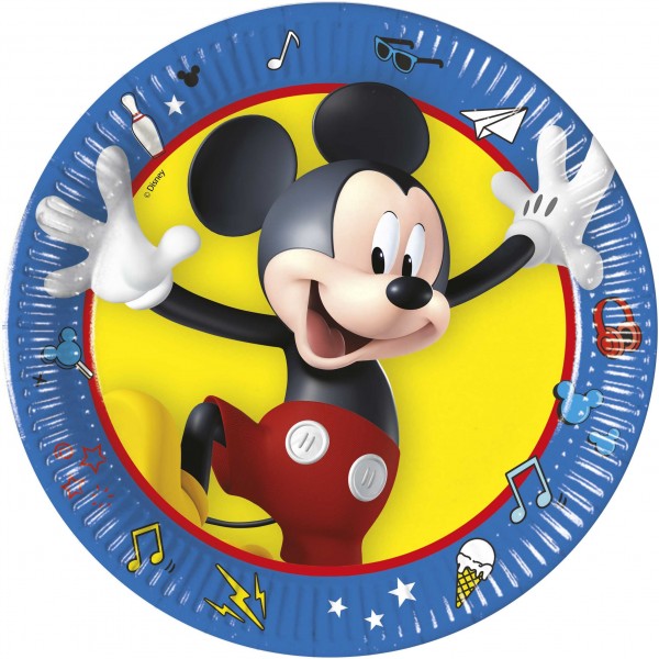 8 platos de papel Mickey Mouse feliz 18cm