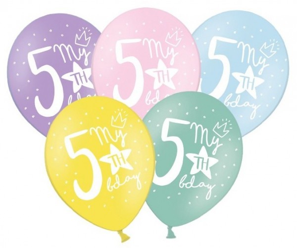 6 My 5th Birthday Luftballons 30cm