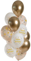 Preview: 12 flowery birthday balloons 33cm