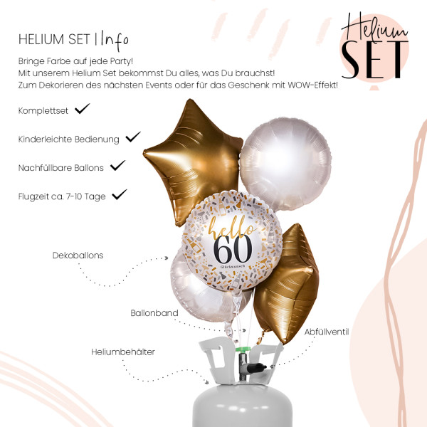Hello 60 - Ballonbouquet-Set mit Heliumbehälter 3