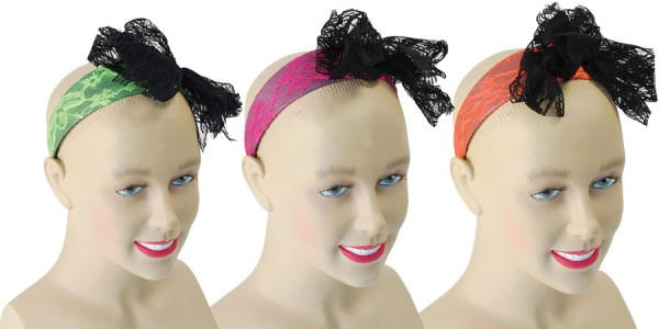 Roze kanten hoofdband met strik 2
