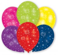 Vorschau: 6 Silvester Feuerwerk Luftballons 27,5 cm