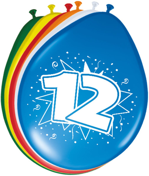 8 latex ballonnen voor de 12e verjaardag