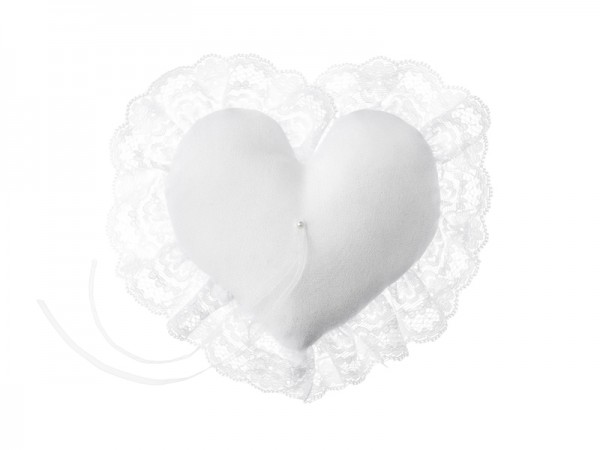 Heart ring pillow with lace 13 x 13cm 2