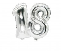 Preview: Foil balloon number 8 silver 43cm