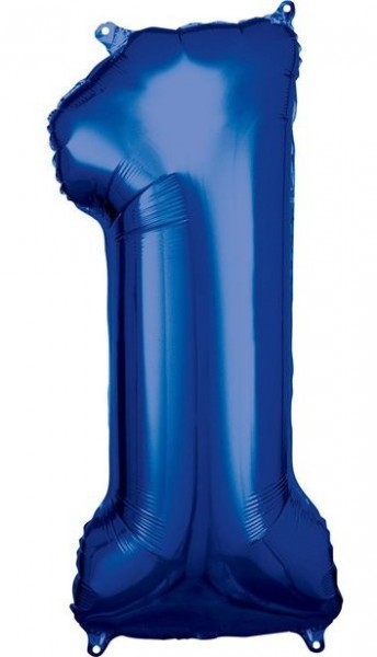 Niebieski balon foliowy numer 1 86 cm