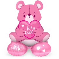 Pink Its a girl teddy folieballong 61cm