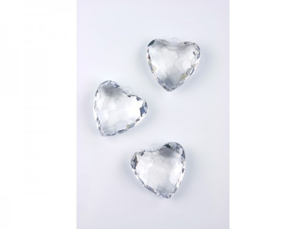 5 crystal pendants hearts 4.5 cm 2
