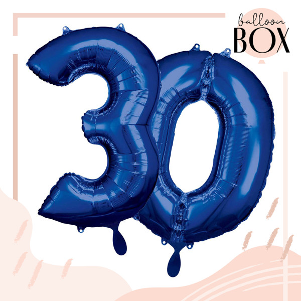 10 Heliumballons in der Box Blau 30