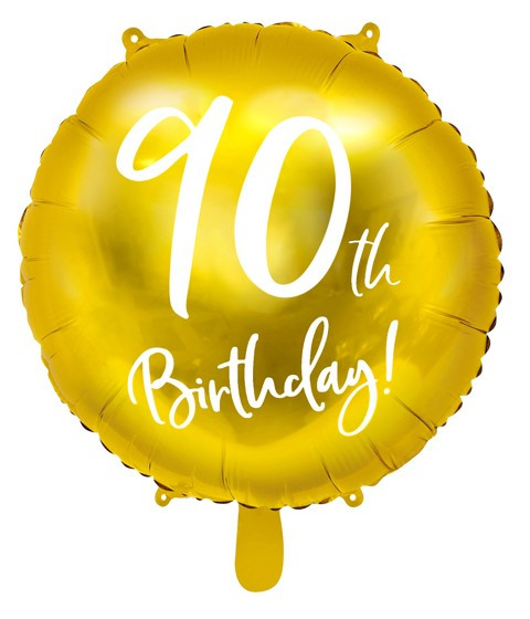 Glanset 90th fødselsdag folie ballon 45cm