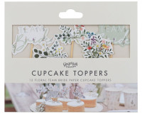 Voorvertoning: 12 cupcake toppers Blooming Bride 10cm