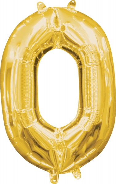 Mini folieballon nummer 0 goud 35cm