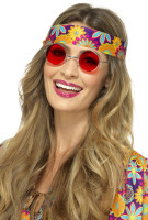 Hippie Brille Rot-Silber