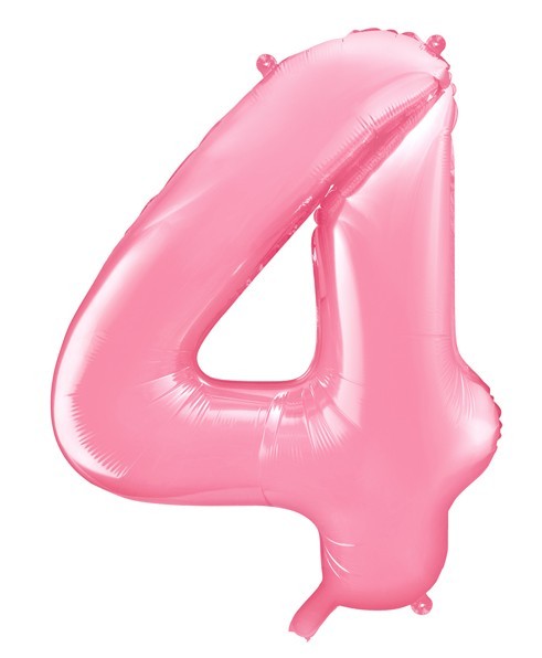 Nummer 4 folieballong rosa 86cm