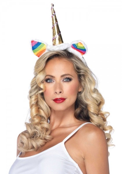 Unicorn rainbow headband with tail 3