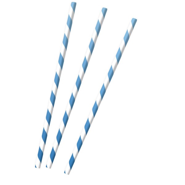 12 Shiny Blue Paper Straws