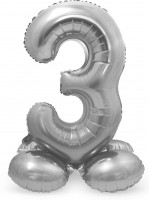 Balon numer 3 srebrny 72 cm