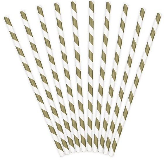 10 pailles en papier à rayures marron 19,5 cm