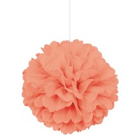 Voorvertoning: Fluffy pompon decoratie koraal 40cm