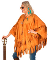 Preview: Fringed poncho suede look for women