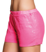 Pink neon hot pants with sequins