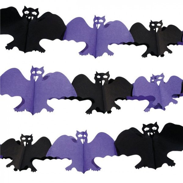 Fledermaus Papier-Girlande schwarz-violett 4m 2