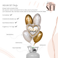 Vorschau: Goldene Hochzeit Ballonbouquet-Set mit Heliumbehälter