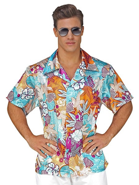 Chemise Hawaï turquoise pour homme