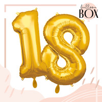 Vorschau: 10 Heliumballons in der Box Golden 18