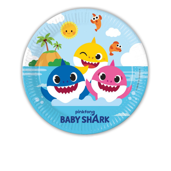 8 Baby Shark Fun in the Sun paper plates 23cm