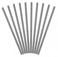 Aperçu: 10 pailles en papier zigzag noir 19,5 cm
