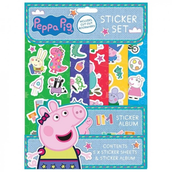 5 Peppa Pig sticker sheets with sticker album