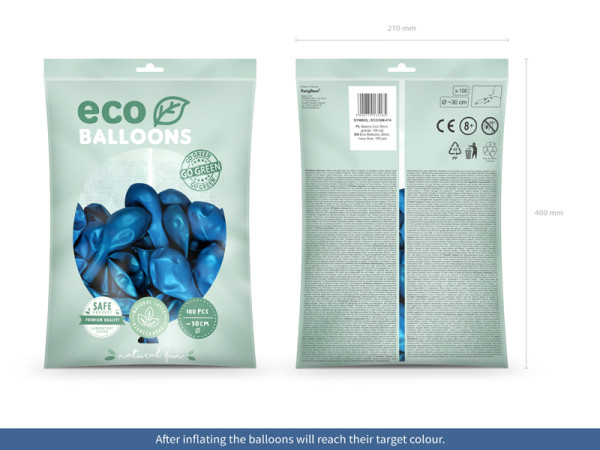 100 eco metallic ballonnen koningsblauw 30cm