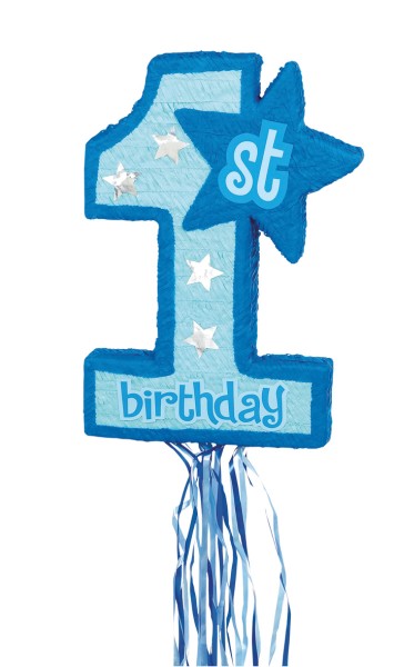 1st Wonderful Birthday Zieh-Piñata blau