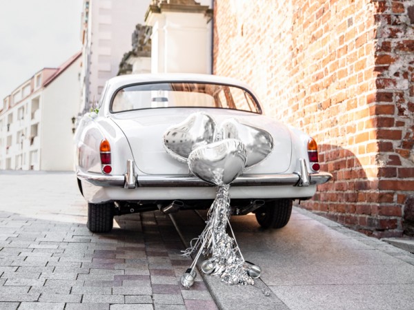Car decoration set Silver Wedding 15 pieces