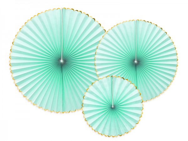 3 candy party paper rosettes mint