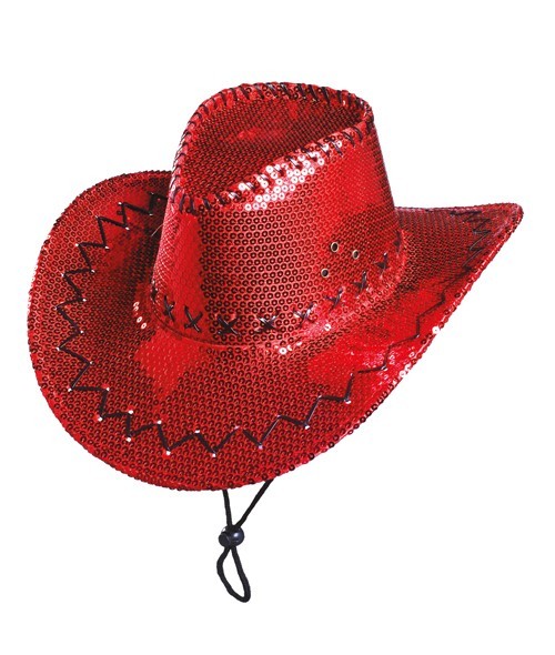 Cappello da cowboy rosso paillettes scintillanti