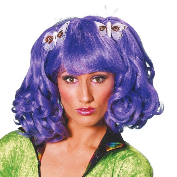 Purple wig with butterflies