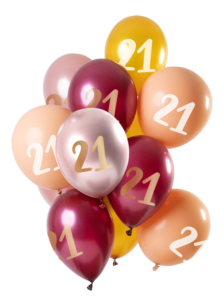 21:a födelsedag 12 latexballonger Rosa guld