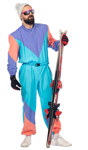 Disfraz de traje de esquí retro para hombre.