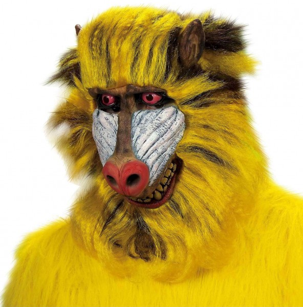 Żółta maska pawiana z futrem