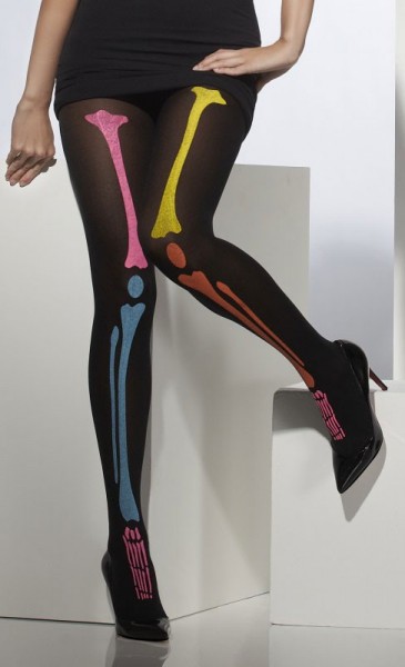 Skeleton tights black-multicolored