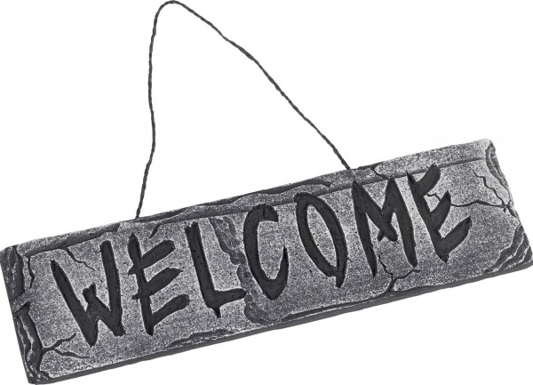 Stone Halloween welcome sign
