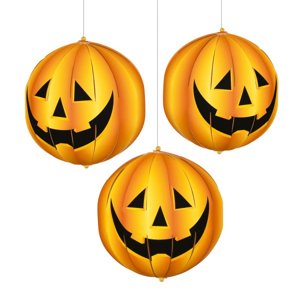 3 scary Halloween pumpkins 3D hanging decoration